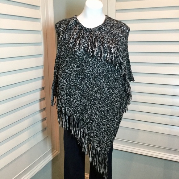 Express Sweaters - ❌SOLD❌ Express Crochet Fringe Poncho, OS